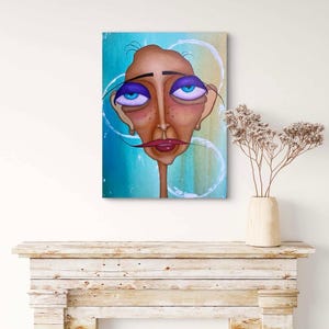 Original acrylic painting of abstract face