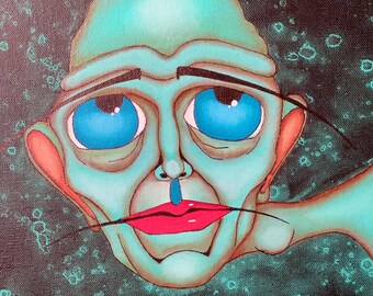 Original abstract acrylic painting of a face