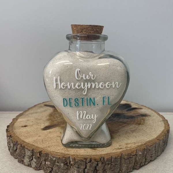 Heart Shaped Honeymoon Sand Keepsake Bottle, Wedding Sand Keepsake Bottle, Vacation Sand Keepsake Bottle, Anniversary Sand Keepsake Bottle,