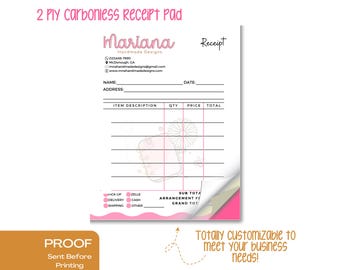 Personalized Carbonless Receipt Pad: Small Business Invoice (4x5, 3ply)