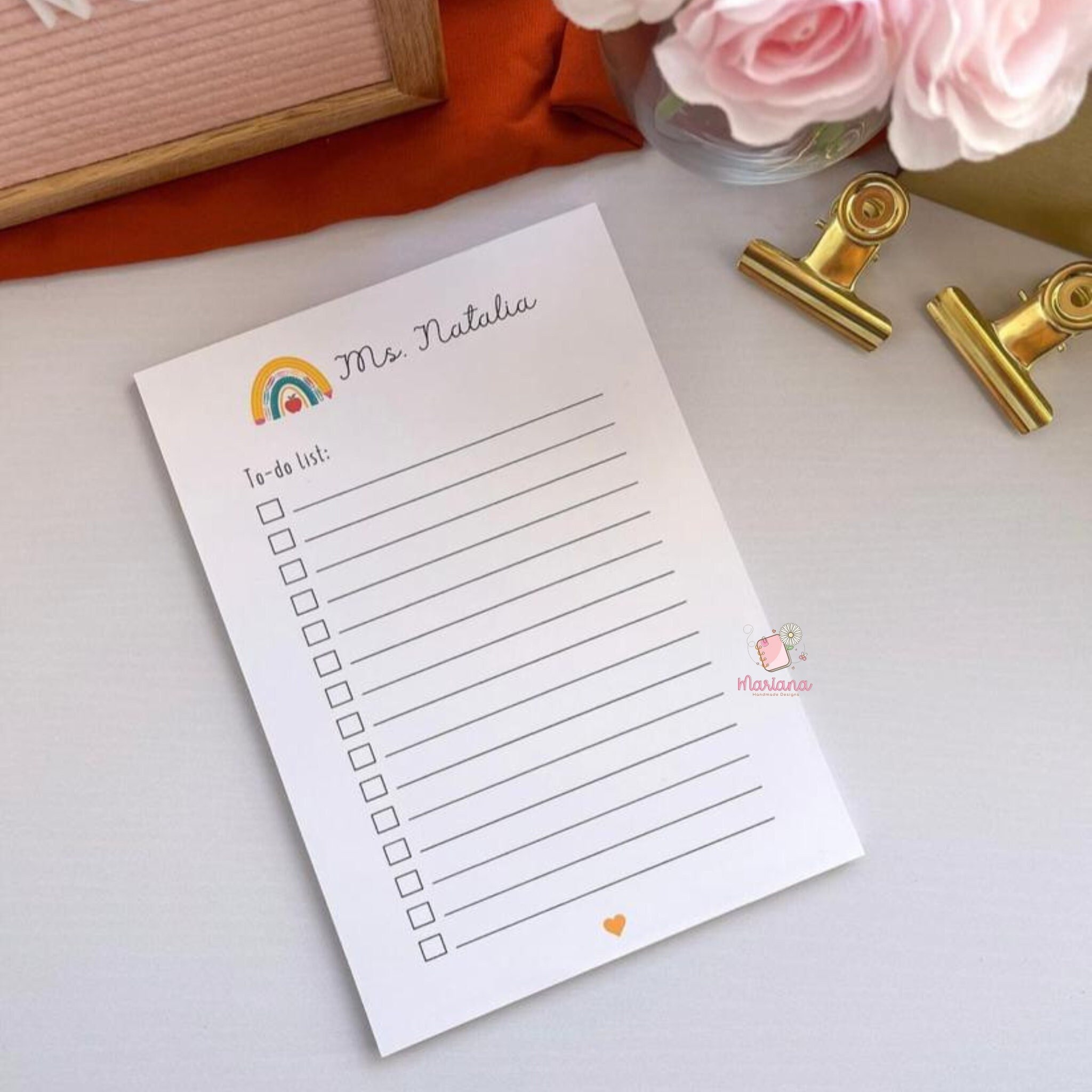 Personalized Teacher Notepad: Rainbow Design, Custom Name - Etsy
