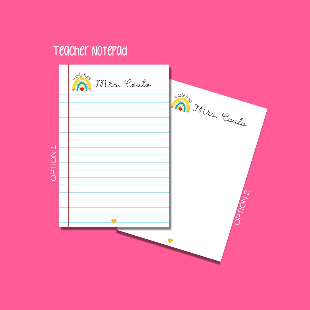 Personalized Teacher Notepad: Rainbow Design, Custom Name - Etsy