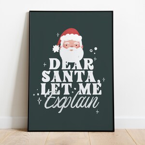 Santa Printable Art, Santa Clause Print, Green Christmas Printable, Santa Printable, Green Holiday Digital Print