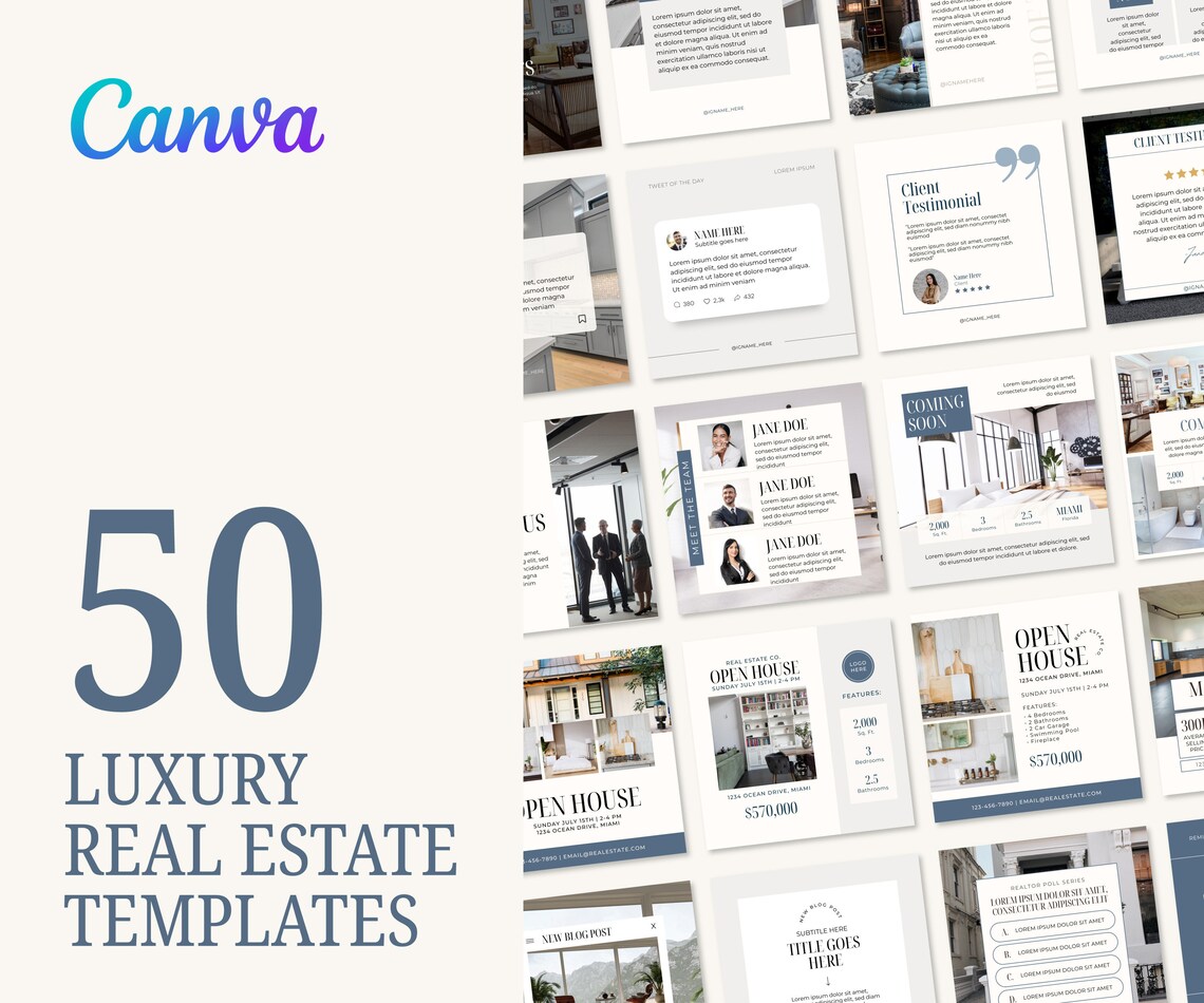 Luxury Real Estate Marketing Canva Instagram Template | Minimal Real ...