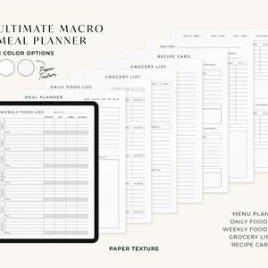 Ultimate Macro Meal Planner Digital Template, Weekly Menu Planner ...