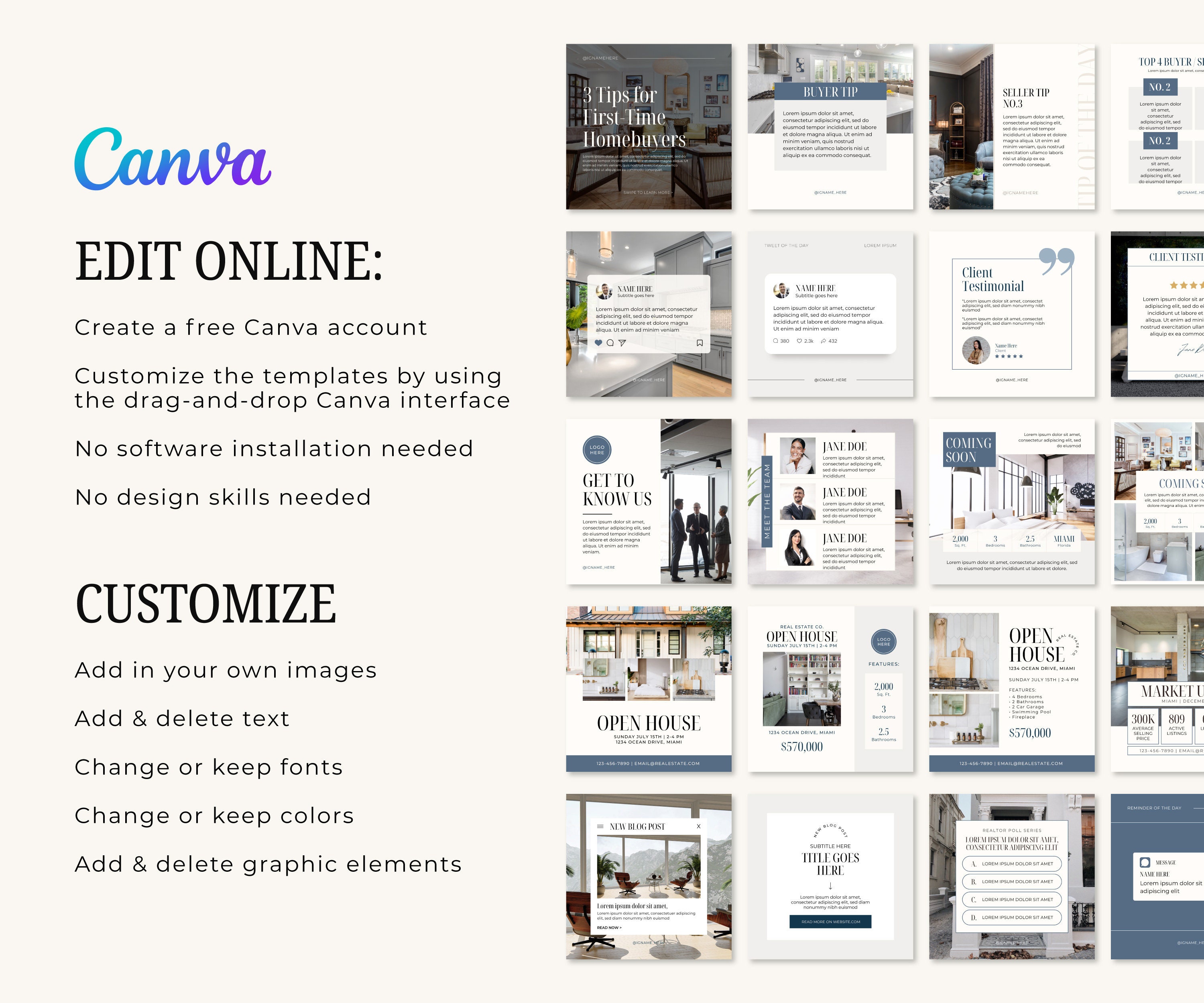 Luxury Real Estate Marketing Canva Instagram Template | Minimal Real ...