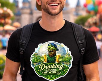 Camiseta de parque temático "Bebiendo por el mundo", divertida camiseta de parque temático, World Showcase