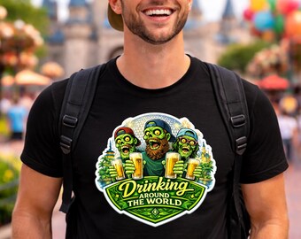 Camiseta de parque temático "Bebiendo por el mundo", divertida camiseta de parque temático "Bebiendo en grupo", World Showcase