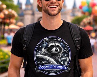 Camiseta Cosmic Rewind, inspirada en el parque temático Rocket Racoon