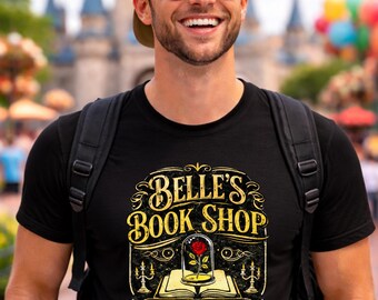 Camiseta del parque temático Belle's Book Shop, inspirada en La Bella y la Bestia