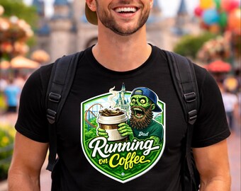 Camiseta de café corriendo en el parque temático, camiseta divertida del parque temático