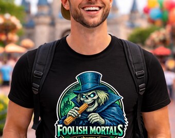 Camisa de churro fantasma de caja de sombreros, camisa de mansión embrujada, estilo de parque temático para papá genial