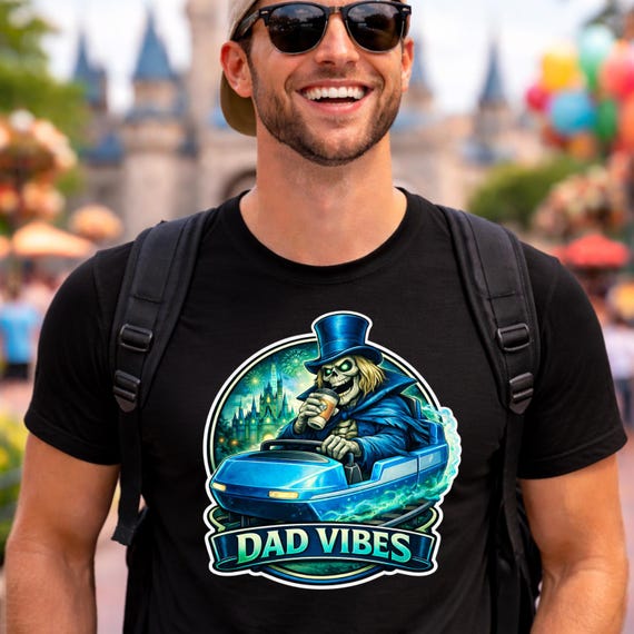 Hat Box Ghost Dad Vibes Shirt, Haunted Mansion Shirt, Cool Dad Theme Park Swag
