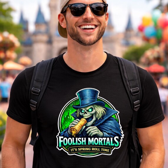 Hat Box Ghost Spring Roll Shirt, Haunted Mansion Shirt, Cool Dad Theme Park Swag
