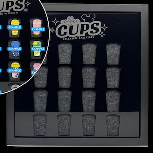 Pin Board Shadowbox Display Case to organize your pin collection- Coffee Cups