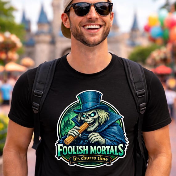 Hat Box Ghost Churro Shirt, Haunted Mansion Shirt, Cool Dad Theme Park Swag