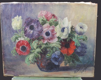 Continental school - Still life with flowers in a vase, oil on canvas