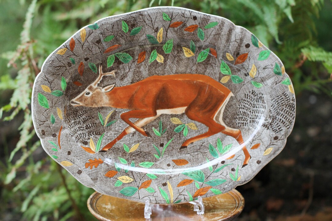 Gien Faience 'rambouillet' Pattern Dinner Deer Platter Etsy