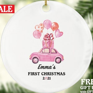 Baby&#39;s First Christmas Car Ornament - Custom Baby Car First Gift - Personalized Baby Boy and Girl