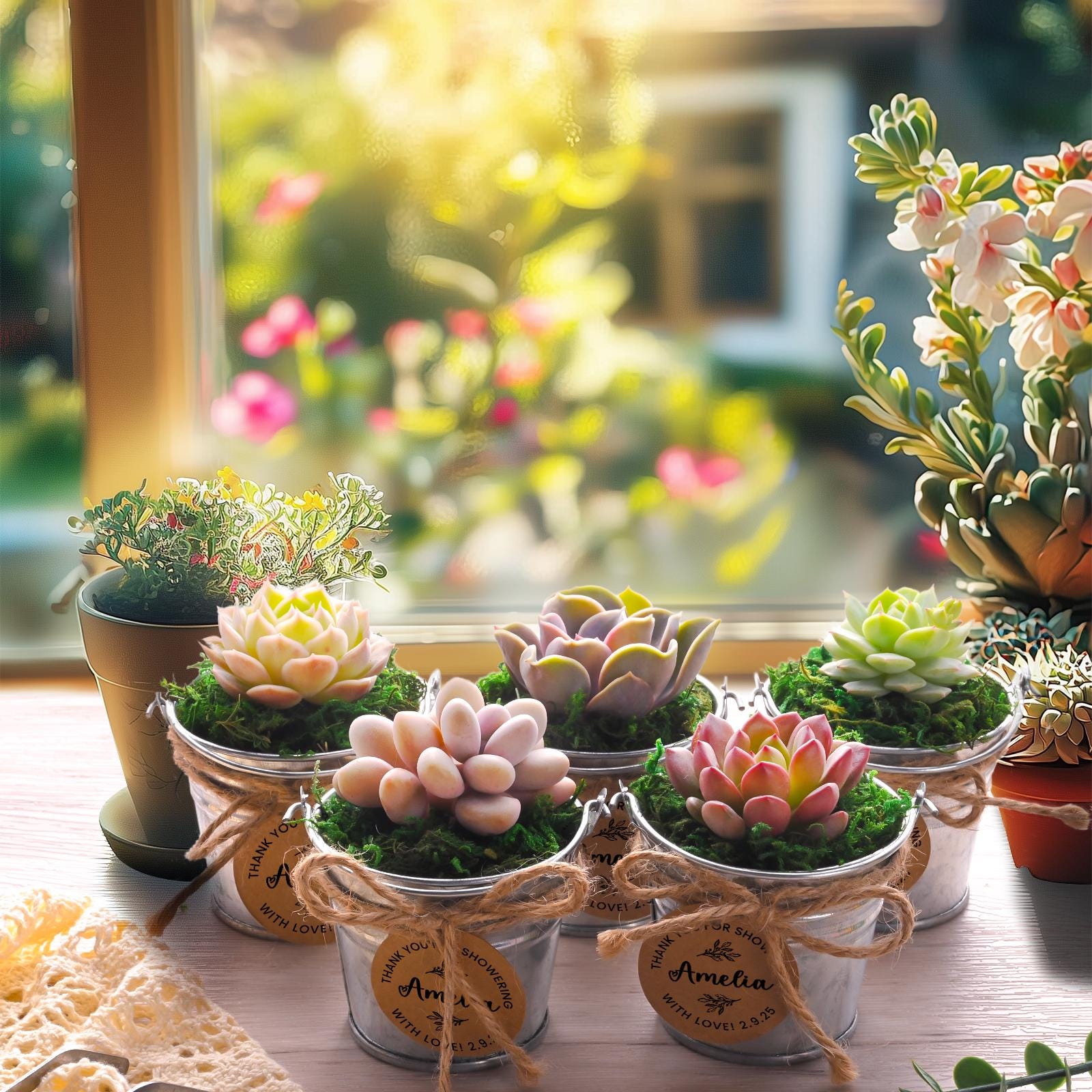Spring Succulent Favor Buckets