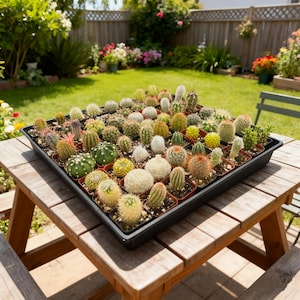Cactus/Succlents Collection, Assorted Live Cacti/Succulents in 2'' Pots/Heart Shaped Tray, Party Favor,  Valentine's Day Gift, Wedding Favor