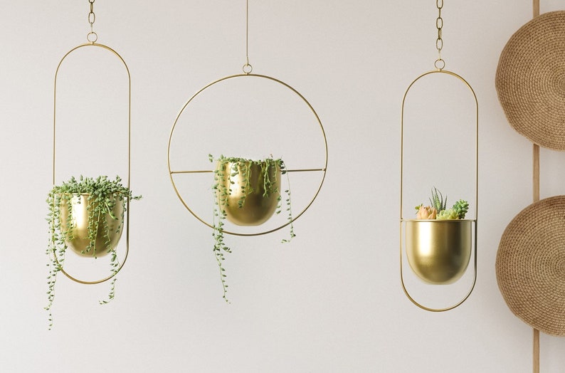 Nordic Iron Hanging Plant Pot Metal Minimalist Trailing Etsy