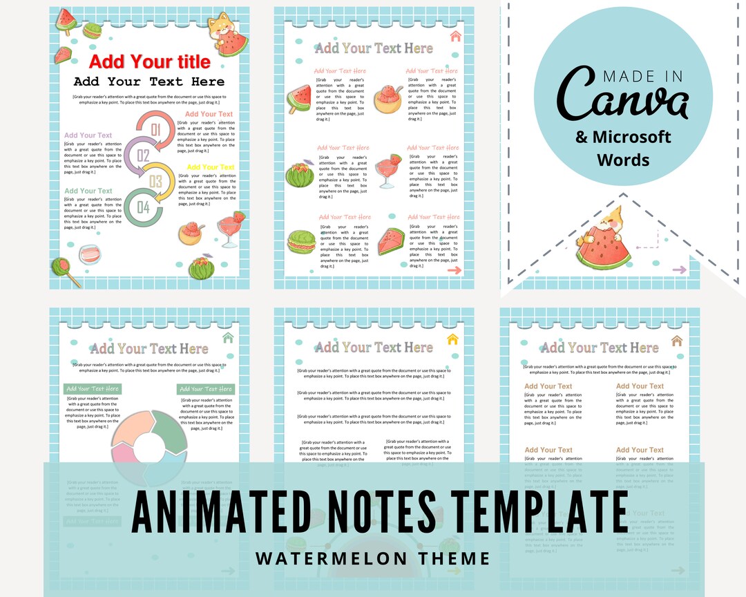 Animated Watermelon Theme Note-taking Template | Animated Notes ...