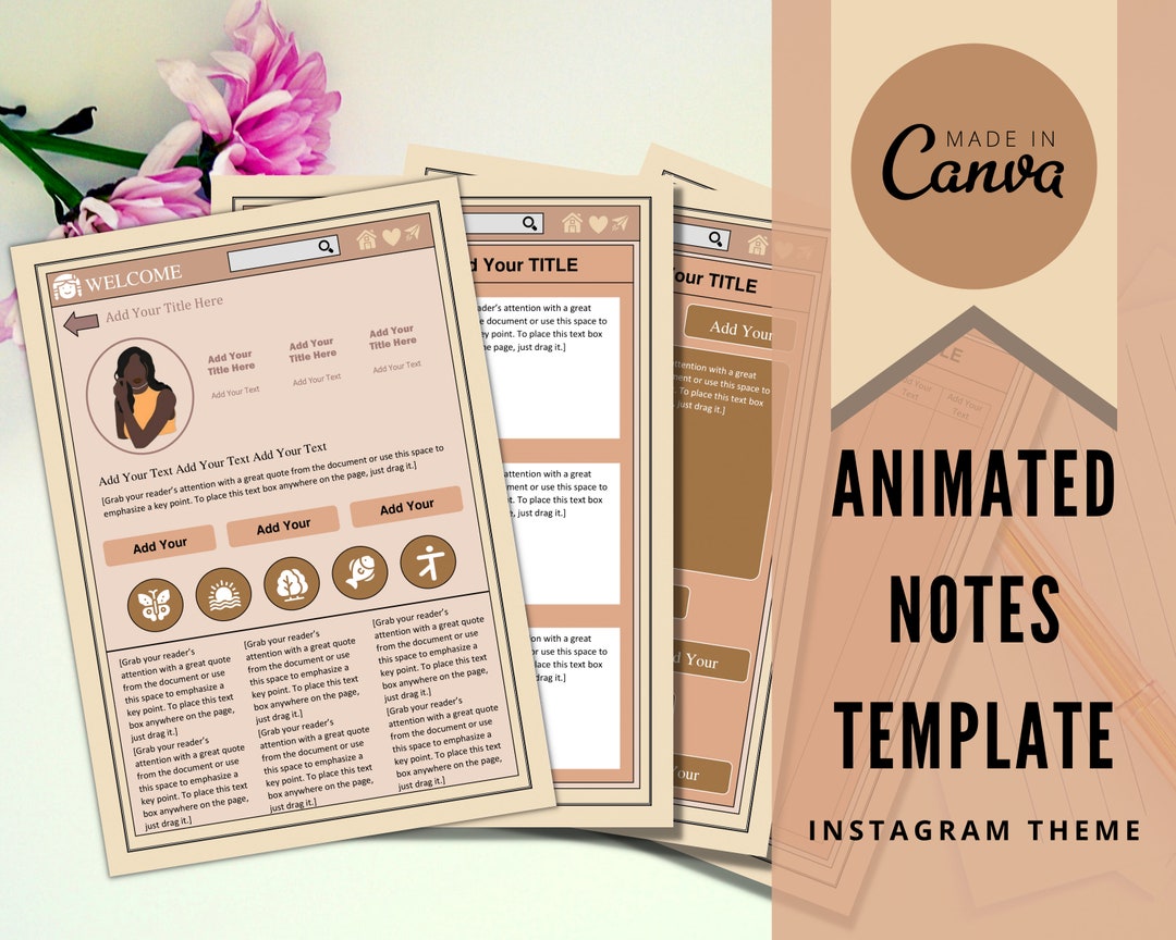Animated Instagram Theme Note-taking Template Animated Short - Etsy