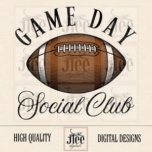 Game Day Social Club png,Digitales Design,T-Shirt png,Trendy design,Ästhetik png,Digitaler Download,Retro png,edles Mädchen png,Fußball png,Herbst