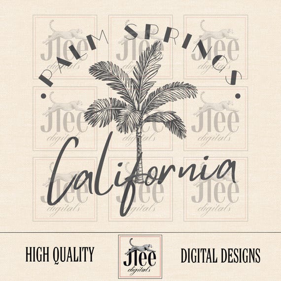 Palm Springs California PNG: Retro Summer Design (Digital Download)
