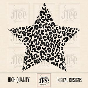 May include: A black and white star shape with a leopard print pattern. The image includes the text "HIGH QUALITY" and "DIGITAL DESIGNS". The logo "Jlee digitals" is also present.