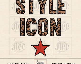Icona di stile PNG: stampa leopardata, design alla moda (download digitale)