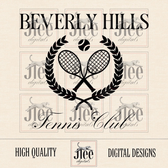 Beverly Hills Tennis Club PNG: Retro Summer Design (Digital Download)