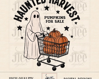 Retro Halloween Ghost PNG: Pumpkin Digital Design (Digital Download)