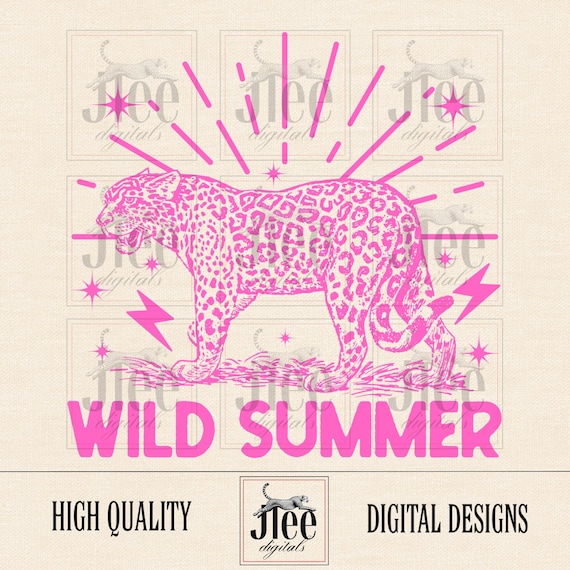 Wild Summer Leopard PNG: Retro Cheetah Sublimation Design (Digital Download)