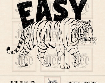 Easy Tiger PNG: レトロなグランジデザイン (デジタルダウンロード)