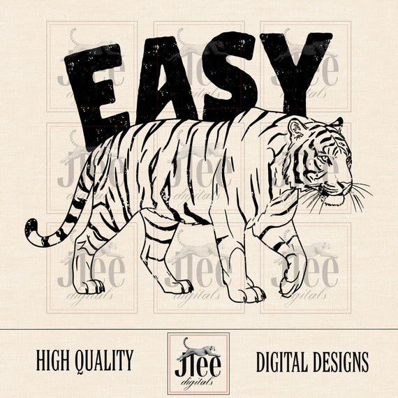 Easy Tiger PNG: Retro Grunge Design (Digital Download)