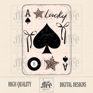 Ace of Spades PNG: Lucky Leopard Stars Design (Digital Download)