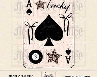 Ace of Spades PNG: Lucky Leopard Stars Design (Digital Download)