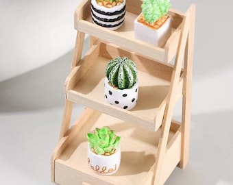 Dollhouse Miniature Potted Plants, 3 Pieces Resin Garden Decor (1/6 1/12 Scale)