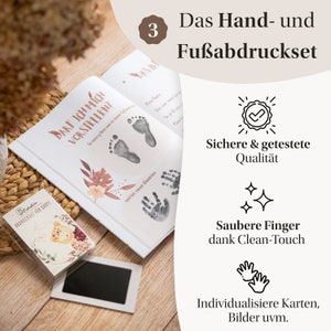 EULENTALER® Erinnerungsbox Mein erstes Lebensjahr I Von Pädagogen gestaltet I 3er Set : Babytagebuch, Meilensteinkarten Baby & Abdruckset Bild 5