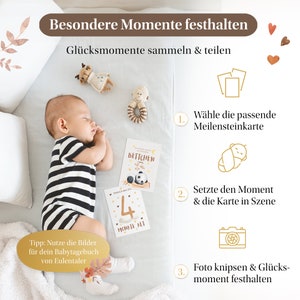 EULENTALER® Meilensteinkarten Baby I Boho I Von Pädagogen gestaltet I Meilensteine Baby I Geschenk zur Geburt I 48 Karten Inkl. Geschenkbox Bild 4