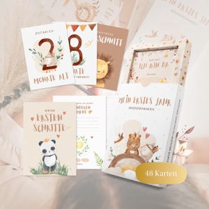 EULENTALER® Baby Meilensteinkarten Set Boho I Von Pädagogen gestaltet I 48 Karten I Fotokarten, Erinnerungskarten, mein erstes Jahr Geschenk