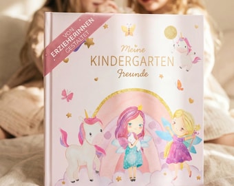 EULENTALER® Freundebuch Kindergarten Einhorn I von erfahrenen Erzieherinnen gestaltet I Handgemalte Einhörner & Prinzessinen I Geschenk Kita