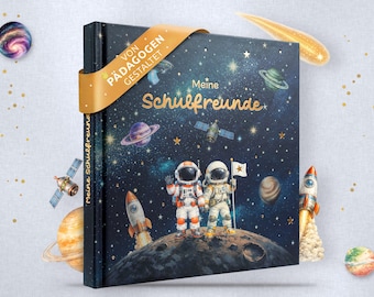 Freundebuch Schule Weltall Astronaut Jungs Mädchen | Hardcover Schulfreundebuch Grundschule | Geschenk Einschulung | EULENTALER®