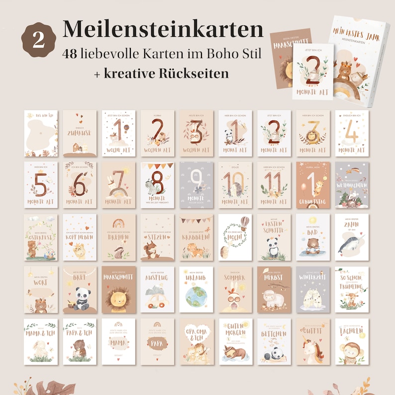 EULENTALER® Erinnerungsbox Mein erstes Lebensjahr I Von Pädagogen gestaltet I 3er Set : Babytagebuch, Meilensteinkarten Baby & Abdruckset Bild 4