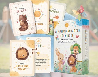 EULENTALER® 44 Affirmationskarten für Kinder I Von Pädagogen gestaltet I Achtsamkeitskarten & Mutmachkarten für Selbstbewusstsein Inkl. Box