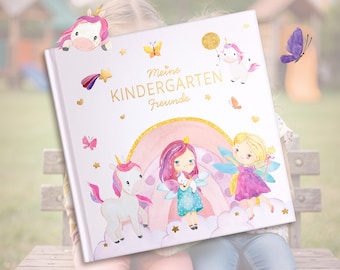 EULENTALER® Freundebuch Kindergarten Einhorn I von erfahrenen Erzieherinnen gestaltet I Handgemalte Einhörner & Prinzessinen I Geschenk Kita