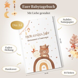 EULENTALER® Das Babytagebuch Boho I von Pädagogen gestaltet I Mein erstes Jahr I 84 Seiten I Geschenkidee zur Geburt I Erinnerungsbuch Bild 2