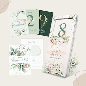 EULENTALER® Meilensteinkarten Baby I Von Pädagogen gestaltet I Handgemalte Illustrationen I Geschenk zur Geburt I 48 Karten & Geschenkbox